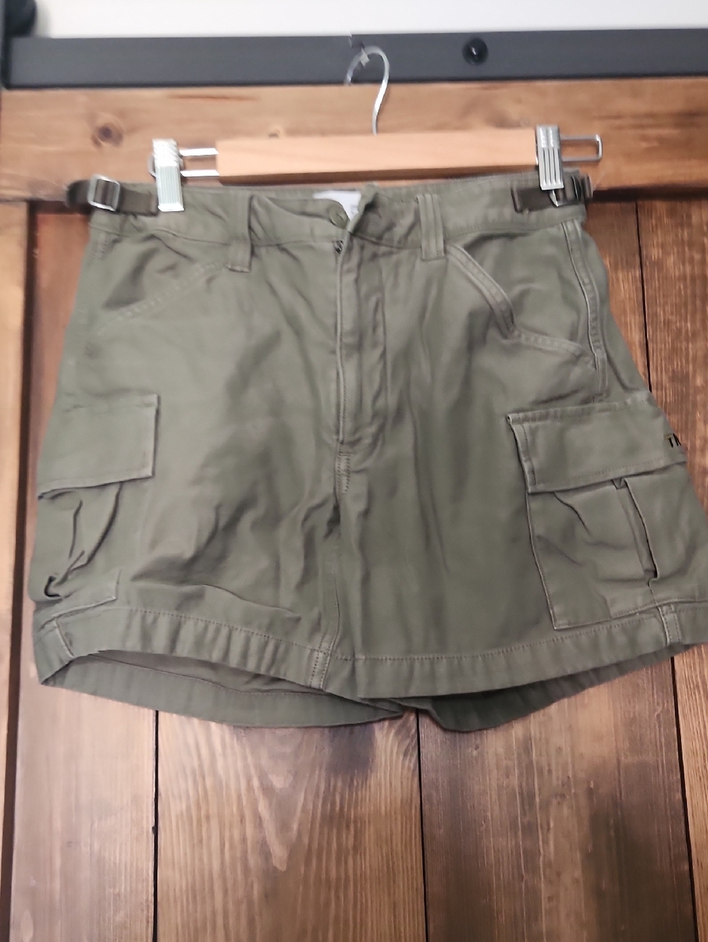 TNA Olive Green Cargo Shorts with Utility Pockets